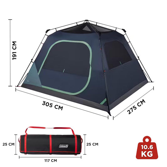 Coleman Skylodge 6 Person Instant Tent with Pre-Attached Steel Poles, Double Door Access, Enhanced Ventilation, and E-Port Access .