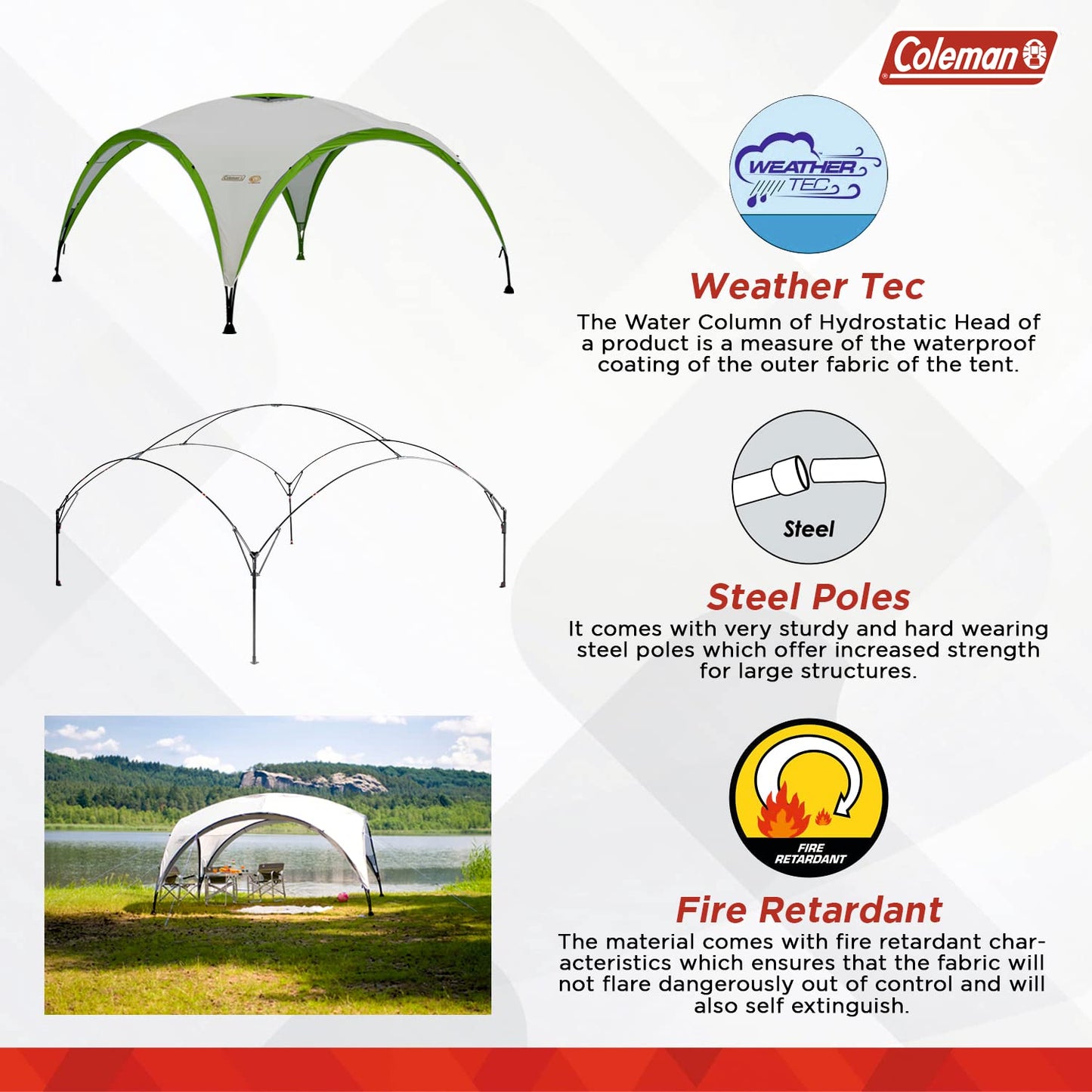 Coleman Event Shelter Pro 15 x 15 ft with UV & Water Protected Flysheet, Extra Large Event Tent with Sturdy Steel Poles for Festivals, Garden and Campsite.