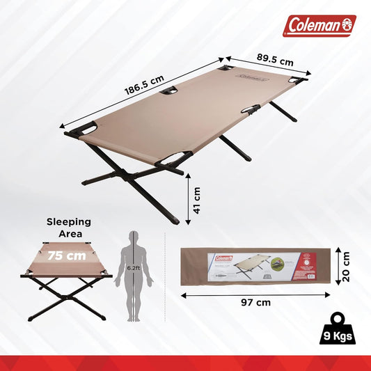 Coleman Cot Trailhead Strong Steel Stable & Portable Folding Camping Cot with Carry Bag- Supports up to 300 lbs.