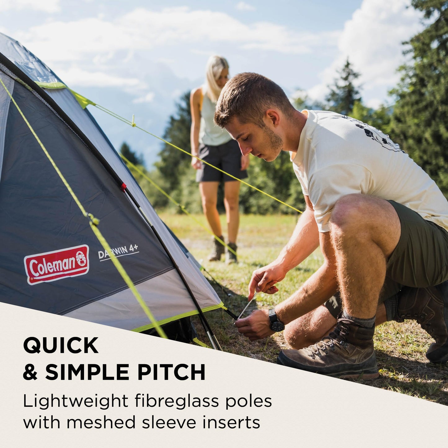 Coleman Darwin 3+ Waterproof Portable Camping Tent with Spacious Porch Tent - for Outdoors, Picnic, Hiking,3000Mm Water Column.