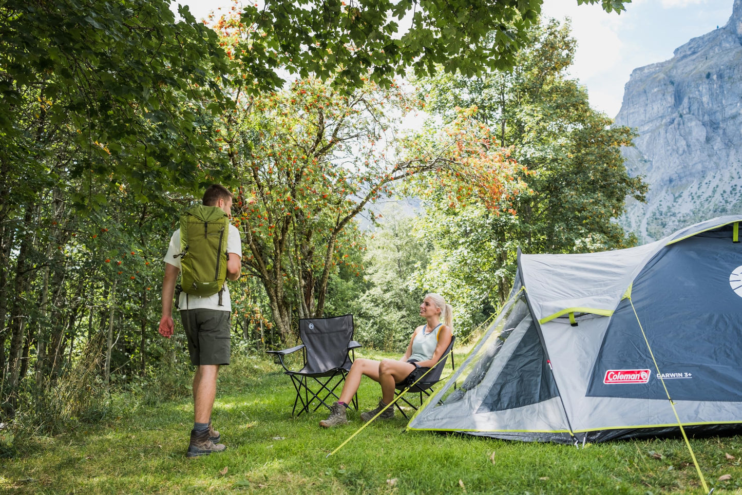Coleman Darwin 3+ Waterproof Portable Camping Tent with Spacious Porch Tent - for Outdoors, Picnic, Hiking,3000Mm Water Column.