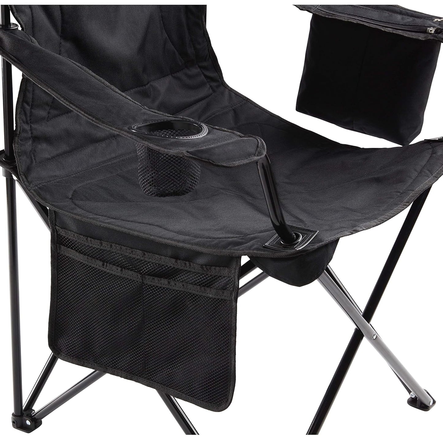 Coleman Polyester Sturdy Foldable Oversized Quad Camping Chair with Attached Can Cooler and Cup Holder. Brand Coleman