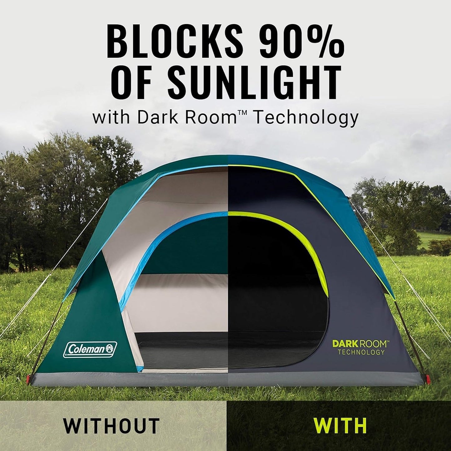Coleman 8-Person Dark Room SkyDome Camping Waterproof Dome Tent l with More Headroom & 5 Minute Set Up with Fixed Pre-Attached Poles.