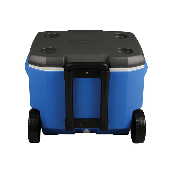 Coleman 60 QT Performance Wheeled Ice Box, 56L, Large Cooler Box with 2 Wheels and Handle, Holds ice for up to 4 Days, Capacity 94 cans.