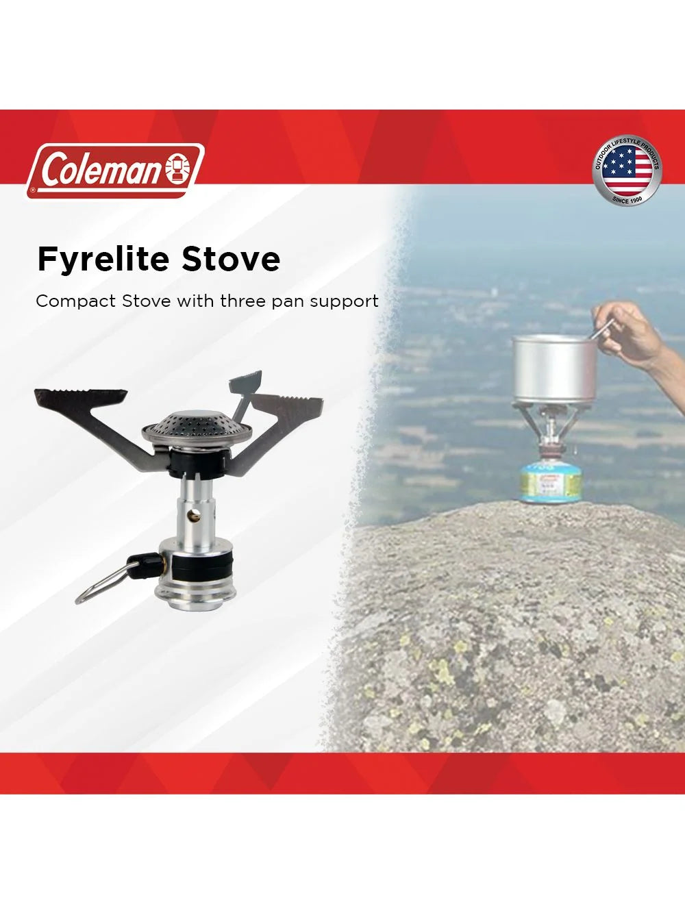 Coleman FyreLite Stainless-Steel Camping Gas Stove.
