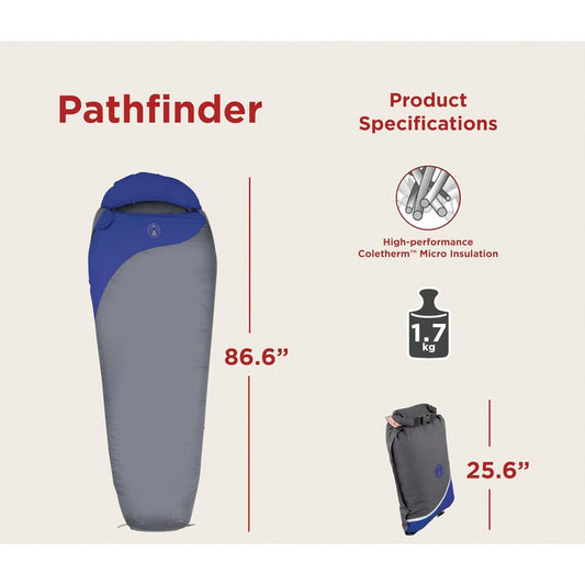 Coleman Pathfinder Mummy Sleeping Bag for Adults | -18 °C to 3°C | Lightweight Design for Camping, Hiking, and Backpacking.