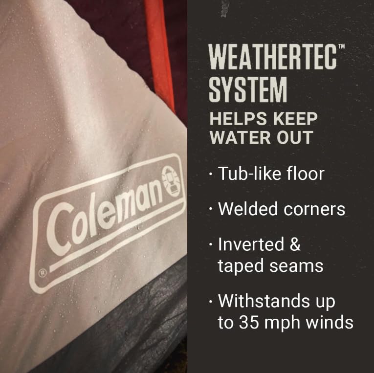 Coleman Skylodge 6 Person Instant Tent with Pre-Attached Steel Poles, Double Door Access, Enhanced Ventilation, and E-Port Access .