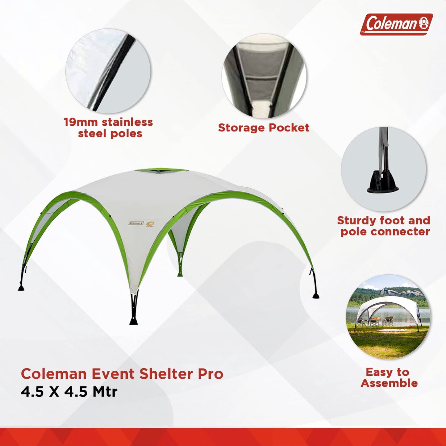 Coleman Event Shelter Pro 15 x 15 ft with UV & Water Protected Flysheet, Extra Large Event Tent with Sturdy Steel Poles for Festivals, Garden and Campsite.