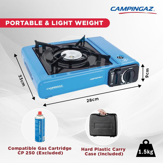 CAMPINGAZ Coleman Stainless-Steel Campingaz Camp Bistro Camping Stove, Flame Portable Gas Cartridge Cooker, 2200 W