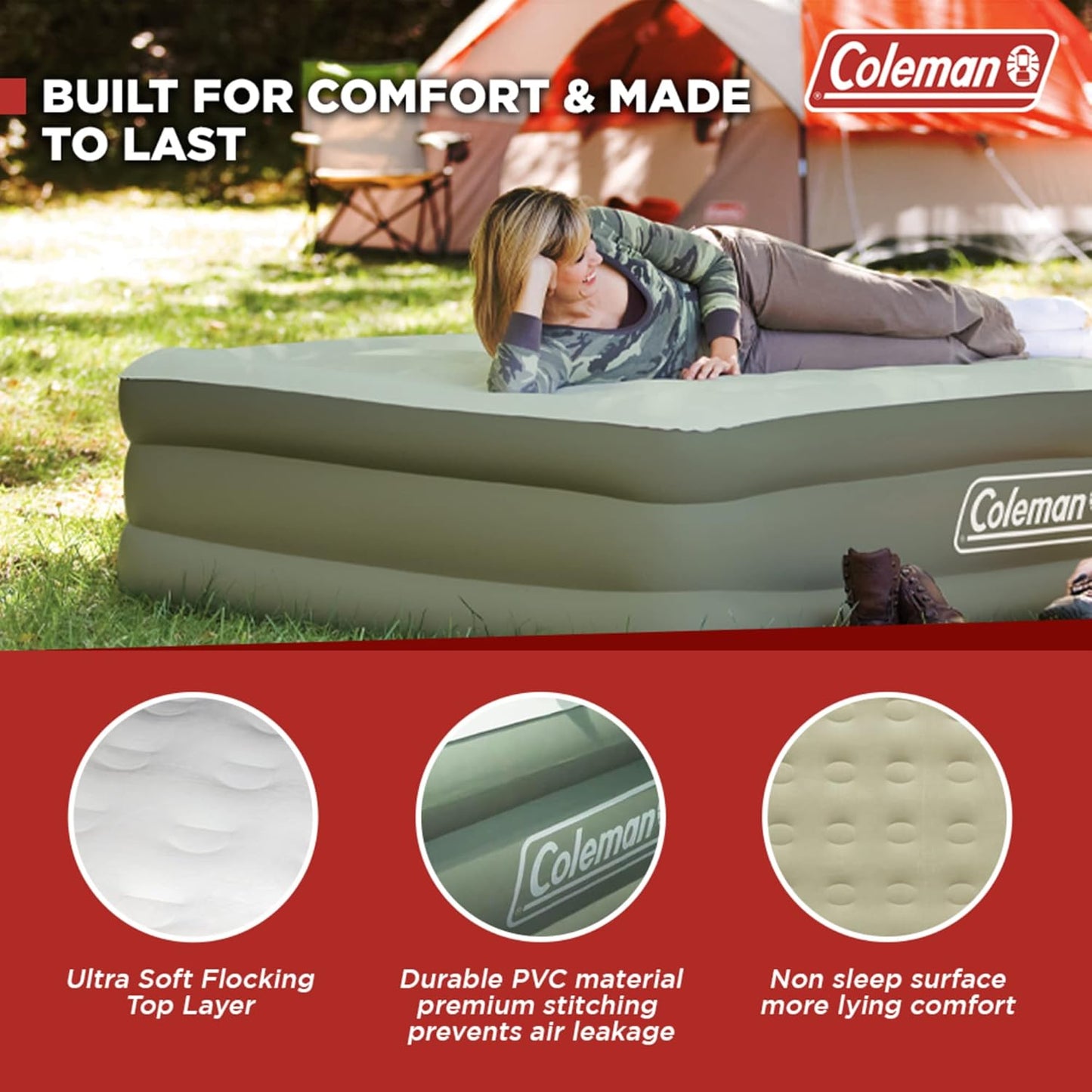 Coleman Inflatable Airbed for Indoor and Outdoor Use.