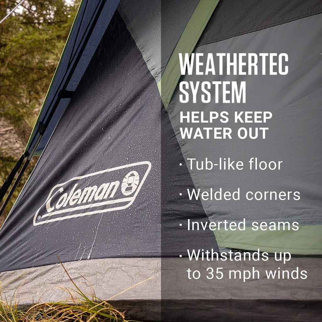 Coleman 8-Person Dark Room SkyDome Camping Waterproof Dome Tent l with More Headroom & 5 Minute Set Up with Fixed Pre-Attached Poles.