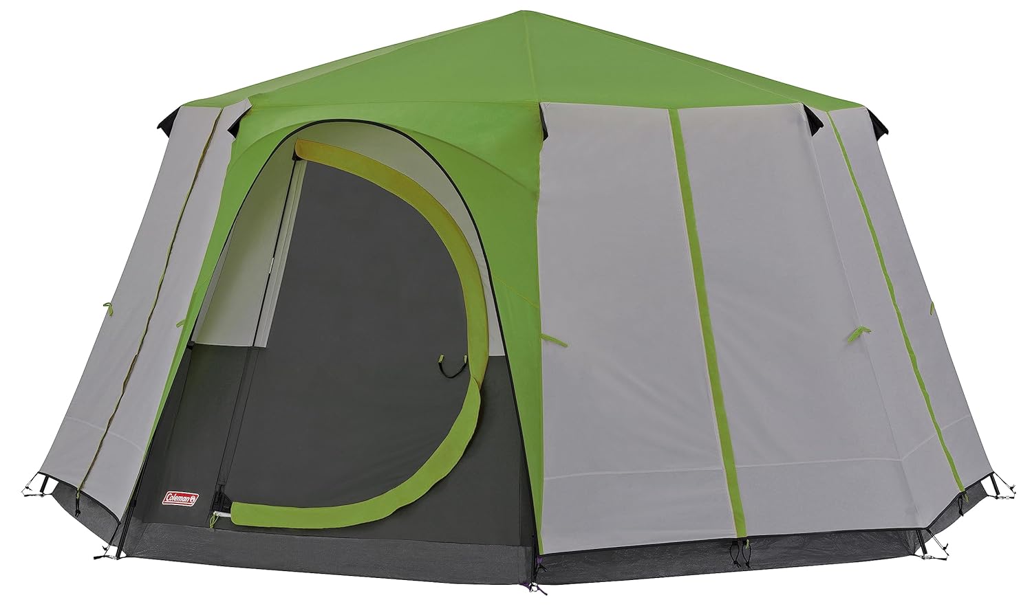 Coleman Cortes Octagon 8 Person Family Tent with Wheeled Carry Bag, 2000 mm Water Column, Easy Set up with Color Coded Poles.