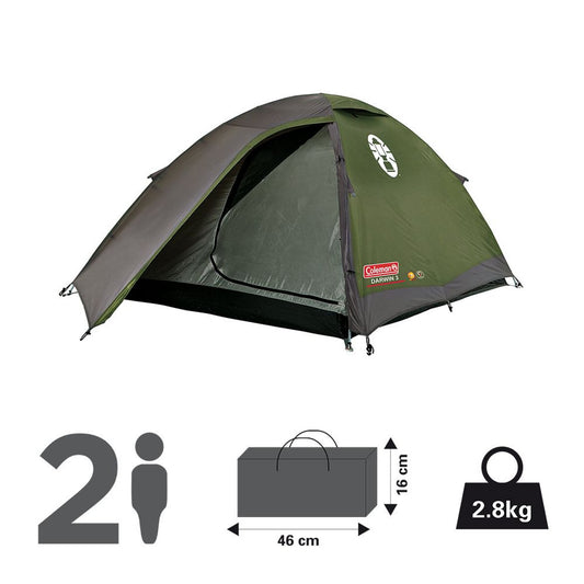 Coleman Polyester Darwin 2 Person Camping Dome Tent, 5-10 Minutes Easy Setup | Full Fly Waterproof Sheet | Suitable for All Season.